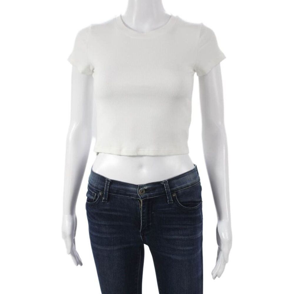 Wilfred Free Womens Cropped T-Shirt White Short Sleeve Size XS